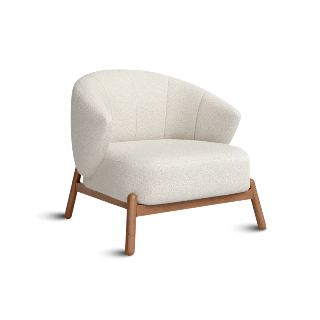 Minimalist teak wood armchair Elliot with clean lines and natural finish